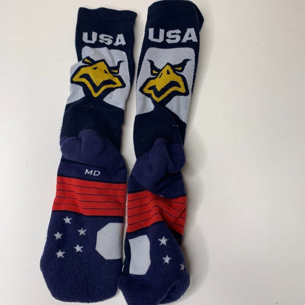 Under Armour Americana OLYMPIC USA Eagle Curry Crew Socks Navy Blue White Red M
